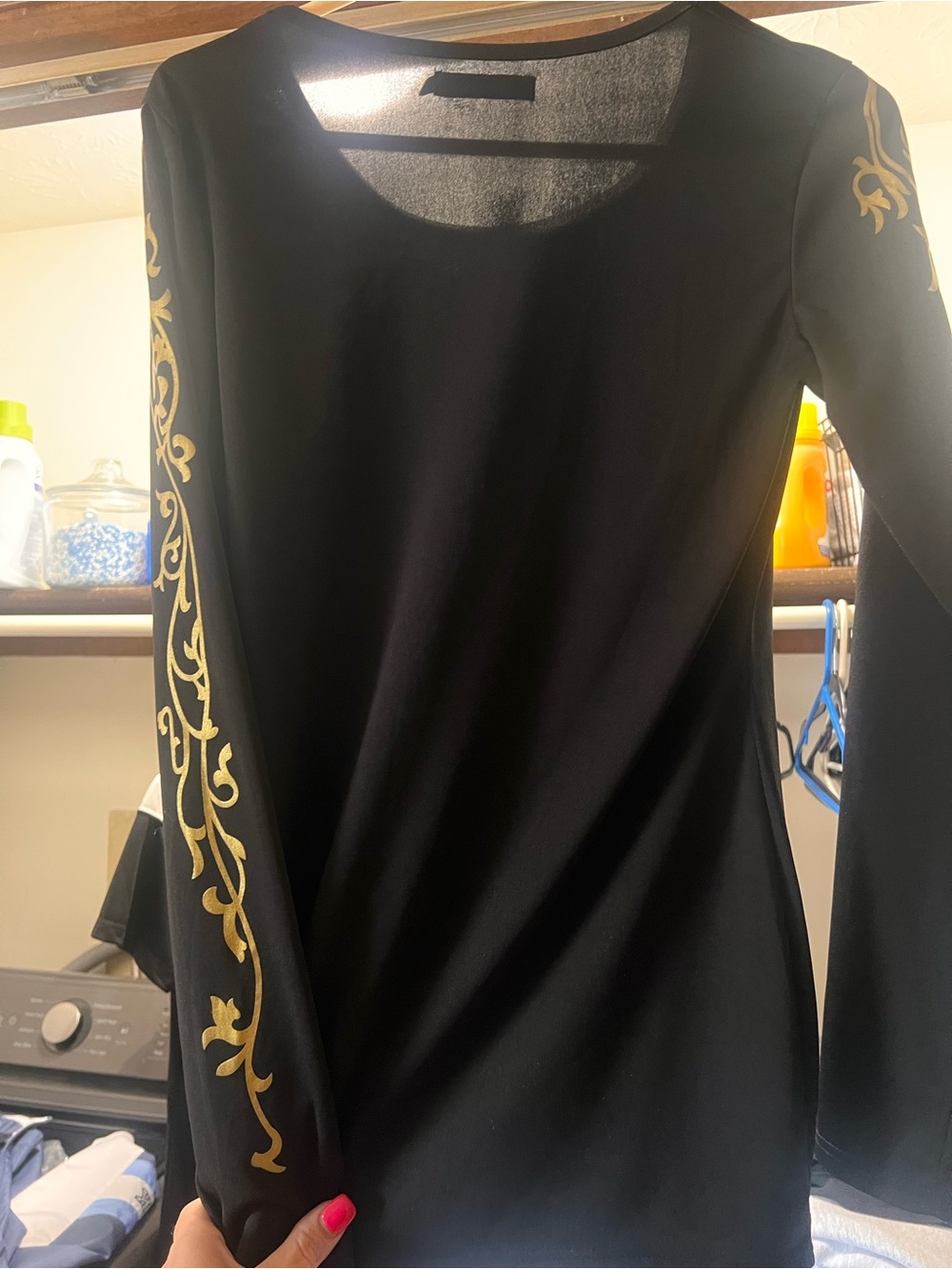 Harley-Davidson Black Long Sleeve Top with Gold Filigree - Picture 2 of 2